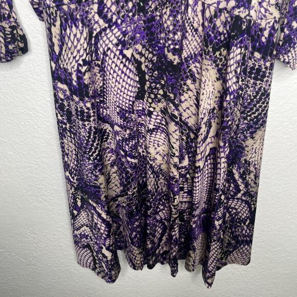 Cache Womens Dress Size L Vintage Purple Snake Print Long Sleeve Wrap V-Neck - Picture 11 of 12